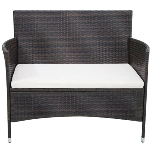 Garden Bench 106cm Poly Rattan Brown - Image 2