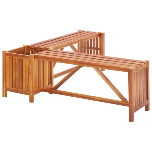 Garden Corner Bench with Planter 117x117x40cm Solid Acacia Wood - Image 3