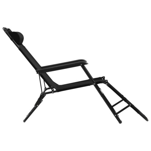 Folding Sun Loungers 2pcs with Footrests Steel Black - Image 5