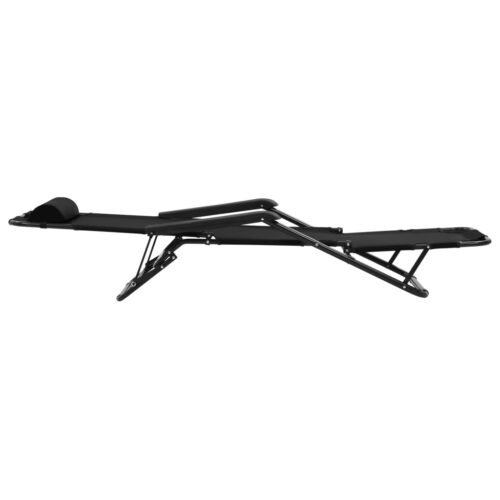 Folding Sun Loungers 2pcs with Footrests Steel Black - Image 6