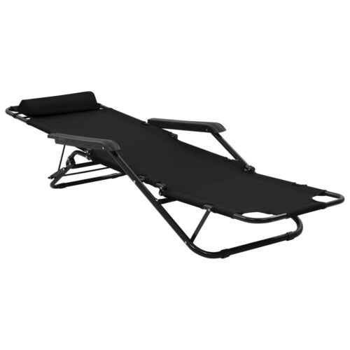 Folding Sun Loungers 2pcs with Footrests Steel Black - Image 7