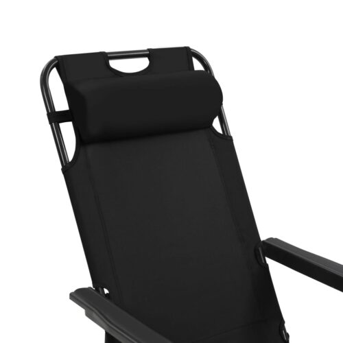 Folding Sun Loungers 2pcs with Footrests Steel Black - Image 9