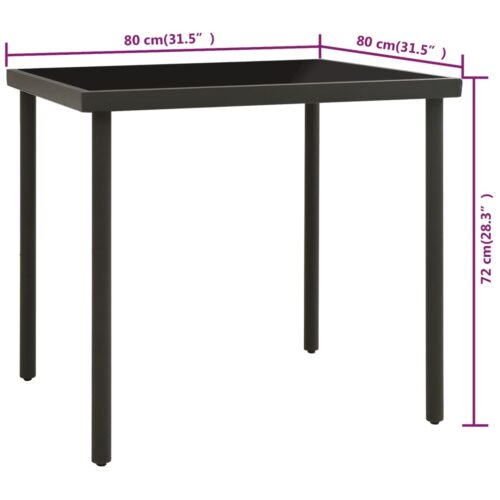 Outdoor Dining Table Anthracite 80x80x72cm Glass Steel - Image 4