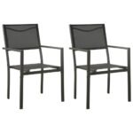Garden Chairs 2pcs Textilene Steel Black Anthracite