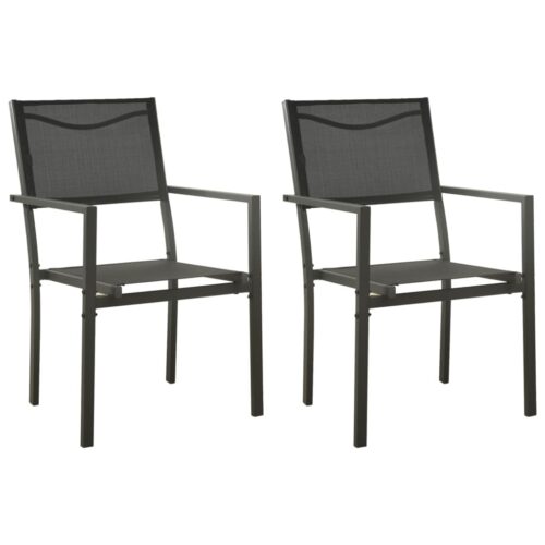 Garden Chairs 2pcs Textilene Steel Black Anthracite