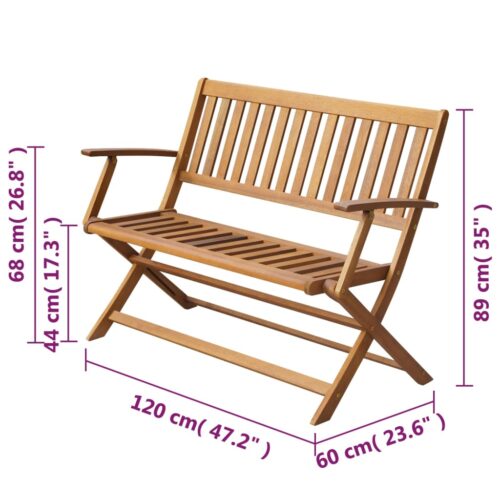 Garden Bench 120cm Solid Acacia Wood - Image 4