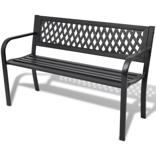 Garden Bench 118cm Steel Black
