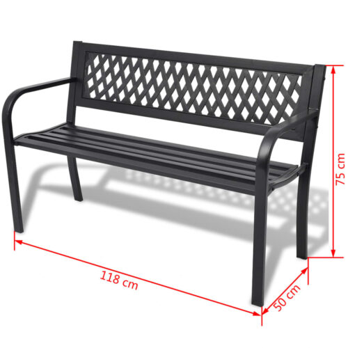 Garden Bench 118cm Steel Black - Image 4