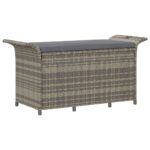 Garden Bench with Cushion Grey 116x46x57cm Poly Rattan