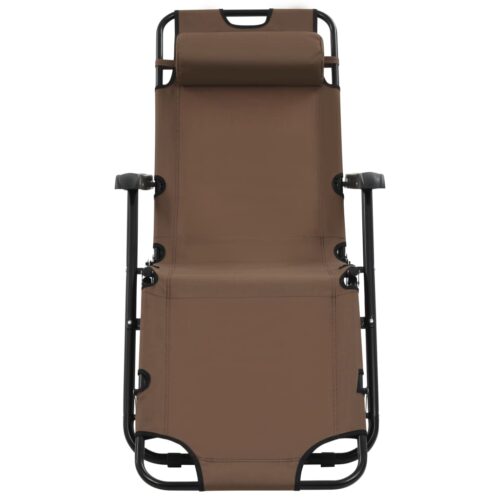 Folding Sun Loungers 2pcs with Footrests Steel Brown - Image 3