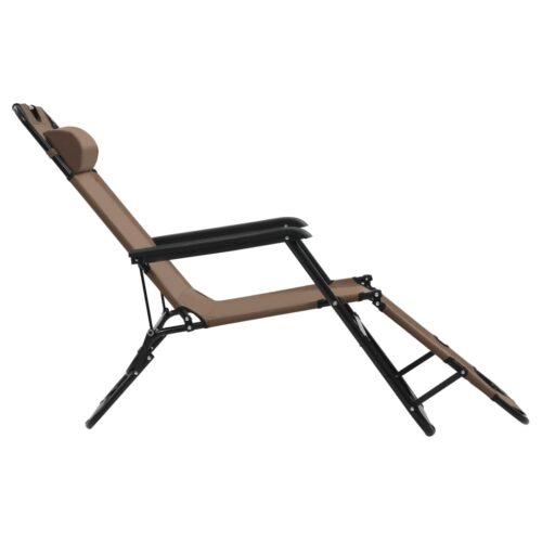 Folding Sun Loungers 2pcs with Footrests Steel Brown - Image 5