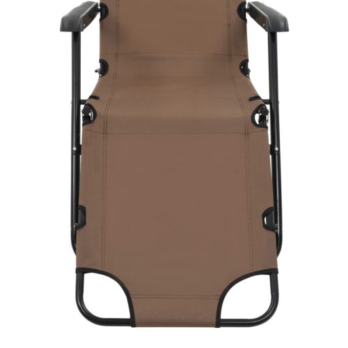 Folding Sun Loungers 2pcs with Footrests Steel Brown - Image 7