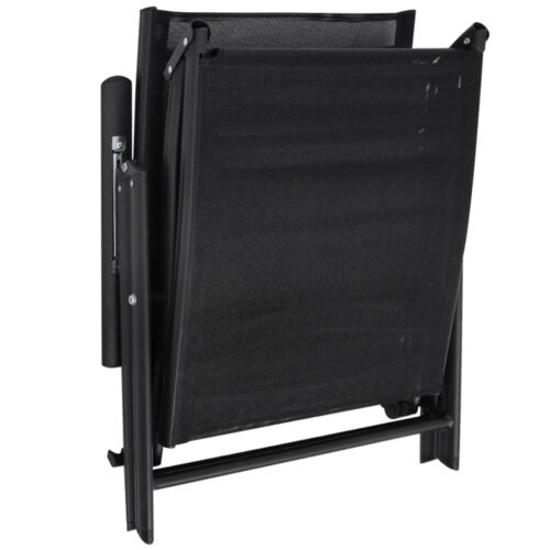 Folding Sun Lounger Aluminium Black - Image 5