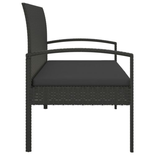 Garden Bench with Cushion Black 105cm Poly Rattan - Image 4