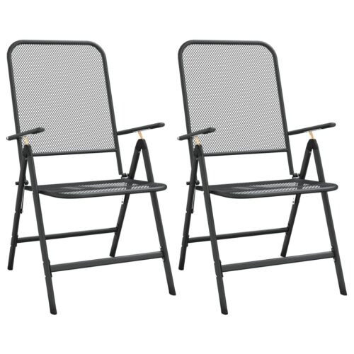 Folding Garden Chairs 2pcs Expanded Metal Mesh Anthracite - Image 2