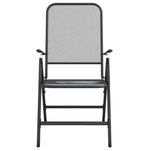 Folding Garden Chairs 2pcs Expanded Metal Mesh Anthracite - Image 4