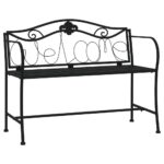 2-Seater Garden Bench 104cm Black Steel
