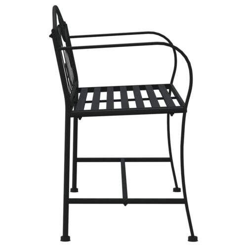 2-Seater Garden Bench 104cm Black Steel - Image 4