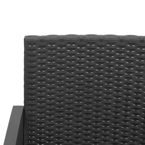 2-Seater Garden Bench with Cushions Black PP Rattan - Image 6