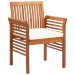 Garden Dining Chair with Cushion Solid Acacia Wood