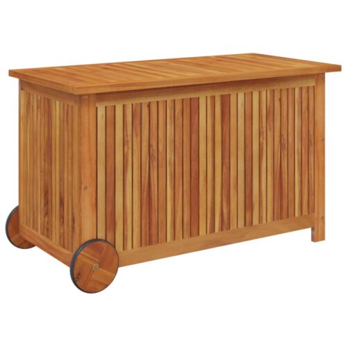 Garden Storage Box with Wheels 90x50x58cm Solid Wood Acacia - Image 3