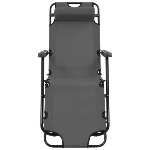 Folding Sun Loungers 2pcs with Footrests Steel Grey - Image 3
