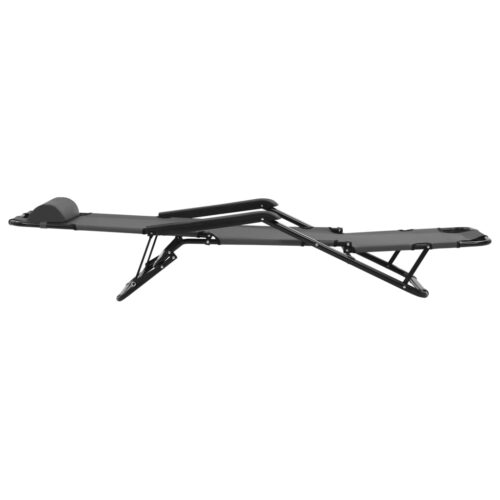 Folding Sun Loungers 2pcs with Footrests Steel Grey - Image 6
