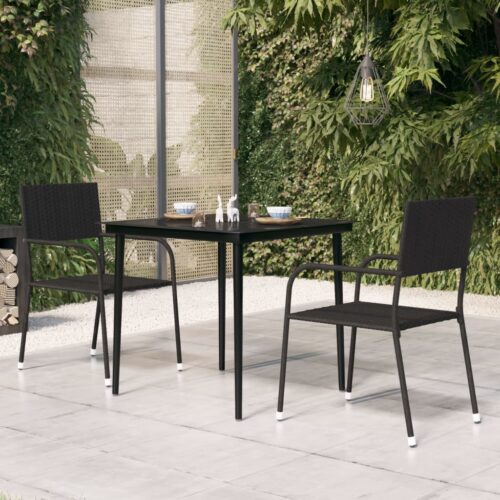 Garden Dining Table Black 80x80x74cm Steel Glass - Image 6