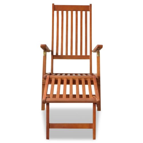 Outdoor Deck Chair with Footrest Solid Acacia Wood - Image 2