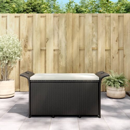 Garden Bench with Cushion Black 116x46x57cm Poly Rattan - Image 9