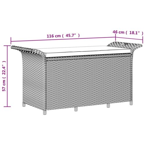 Garden Bench with Cushion Black 116x46x57cm Poly Rattan - Image 8