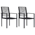 Garden Chairs 2pcs PVC Rattan Black