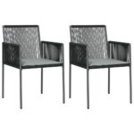 Garden Chairs with Cushions 2pcs Black 54x60.5x83.5cm Poly Rattan