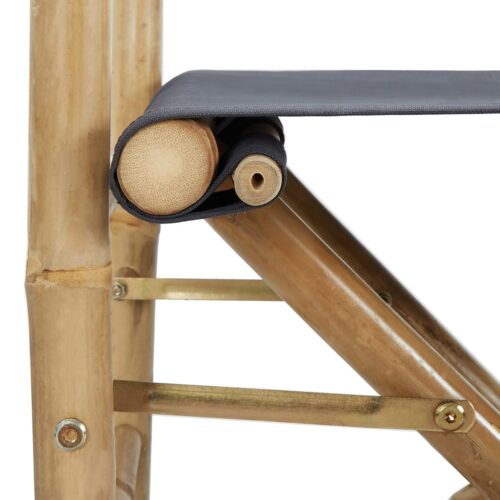 Folding Director's Chairs 2pcs Dark Grey Bamboo Fabric - Image 7