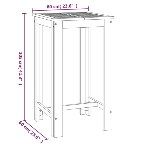 Garden Bar Table 60x60x105cm Solid Wood Acacia - Image 7