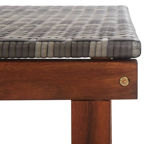 Sun Lounger Poly Rattan Solid Acacia Wood Grey - Image 7