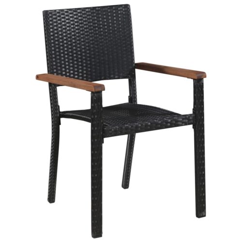 Outdoor Chairs 2pcs Poly Rattan Black - Image 2