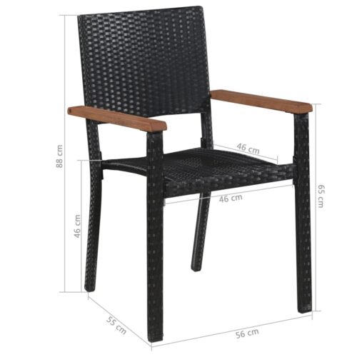 Outdoor Chairs 2pcs Poly Rattan Black - Image 5