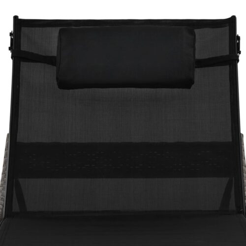 Outdoor Sun Lounger Garden Patio Beach Pool Lounge Wicker Rattan Recliner Chair Black - Image 5