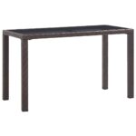 Garden Table Brown 123x60x74cm Poly Rattan