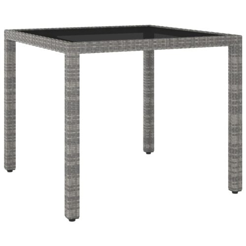 Garden Table Grey 90x90x75cm Poly Rattan