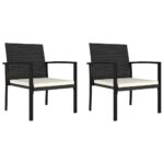 Garden Dining Chairs 2pcs Poly Rattan Black