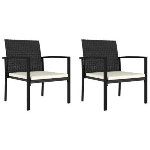 Garden Dining Chairs 2pcs Poly Rattan Black