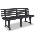 Garden Bench Plastic Outdoor Patio Seater Park Seat Lounge Chair Grey Anthracite 145.5cm