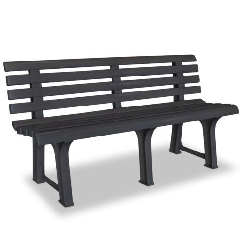 Garden Bench Plastic Outdoor Patio Seater Park Seat Lounge Chair Grey Anthracite 145.5cm