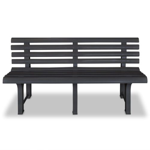 Garden Bench Plastic Outdoor Patio Seater Park Seat Lounge Chair Grey Anthracite 145.5cm - Image 2