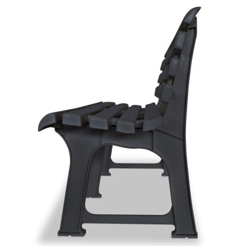 Garden Bench Plastic Outdoor Patio Seater Park Seat Lounge Chair Grey Anthracite 145.5cm - Image 3