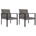 Garden Dining Chairs 2pcs Poly Rattan Grey