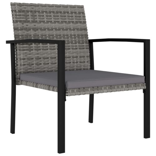 Garden Dining Chairs 2pcs Poly Rattan Grey - Image 2