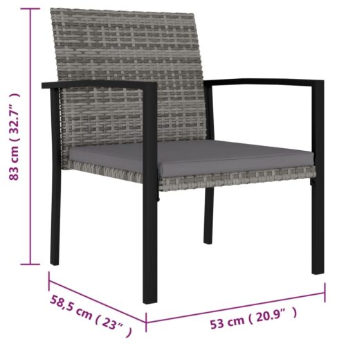 Garden Dining Chairs 2pcs Poly Rattan Grey - Image 5